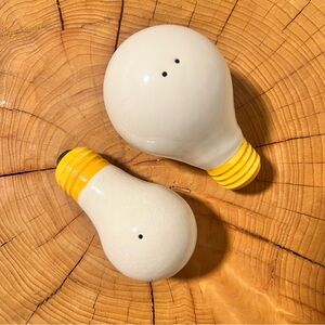 Vintage Yellow and White Ceramic Light Bulb Salt and Pepper Shakers